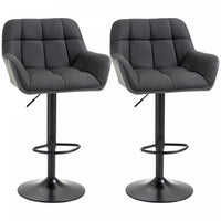 HOMCOM Adjustable Bar Stools Set of 2, Swivel Tufted Fabric Barstools