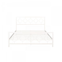 Robert Metal Construction Bed Frame With Circular Design Headboard And Footboard,king Size,white King Bed 
