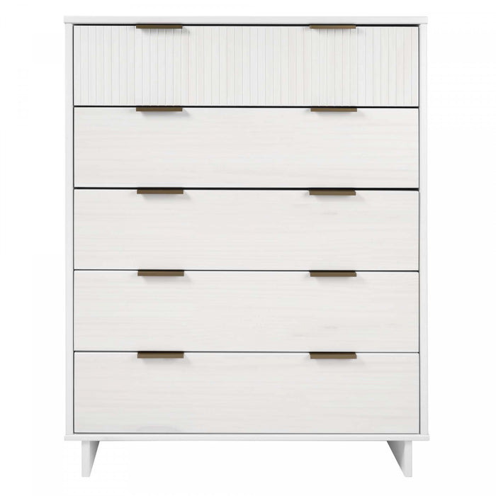 Granville Modern 38\" Chest in White (5-Drawer)