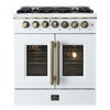 Forno Galiano 30\" French Door Dual Fuel Range, White, 4.32 cu. ft. - FFSGS6356-30WHT