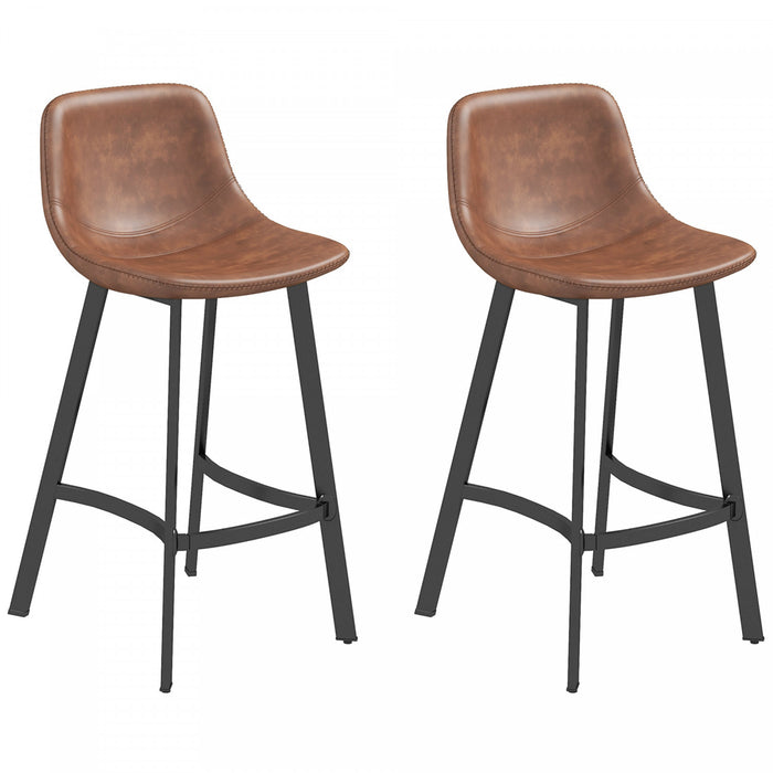 HOMCOM 27\" Counter Height Bar Stools Set of 2, Industrial Kitchen Stools
