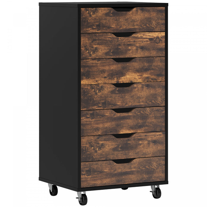 Vinsetto Mobile Filing Cabinet with Drawers File Cabinet, Rustic Brown