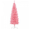 Homcom 6ft Tall Pencil Artificial Christmas Tree With Steel Base, Pink