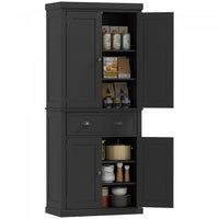 HOMCOM Kitchen Pantry Storage Cabinet, Tall Pantry with Drawer Black