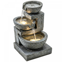 Outsunny 3-Tier Outdoor Water Fountain, Garden Waterfall with Pump