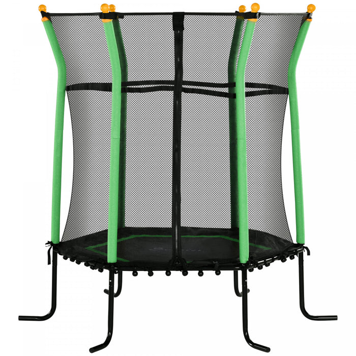 Soozier 63\" Kids Trampoline Mini Indoor Bouncer Jumper with Enclosure Net Elastic Thick Padded Pole Gift for Child Toddler Age 3-10 Years Old Green