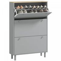 HOMCOM Shoe Cabinet with 3 Flip Drawers for 24 Pairs of Shoes, Grey