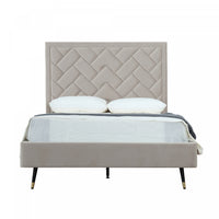 Crosby Modern Upholstered Velvet Full Bed in Greige 