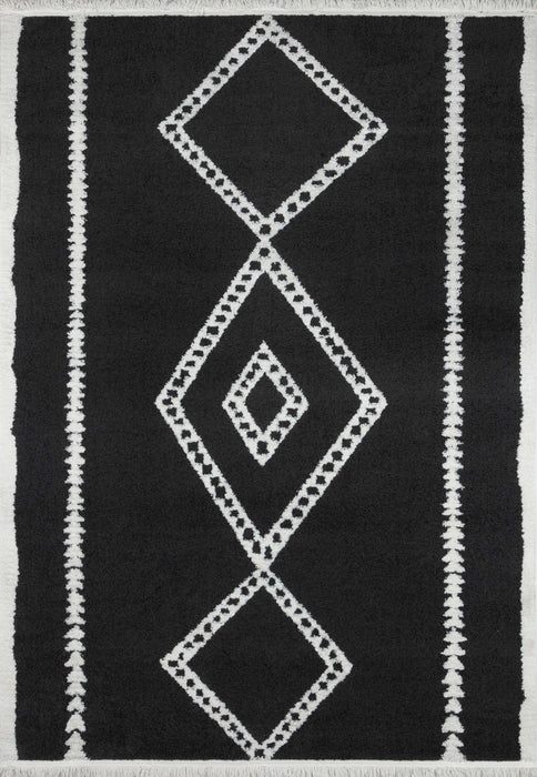 Zelda Contemporary 5'3\" x 7'2\" Area Rug in Black Indoor Area Rug