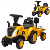Qaba Powered Ride-On Tractor, Caterpillar Licensed Ride On Excavator For Kids With Shovel, Trailer,