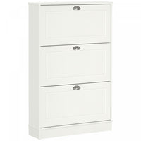 HOMCOM Narrow Shoe Cabinet with 3 Flip Drawers for Entryway