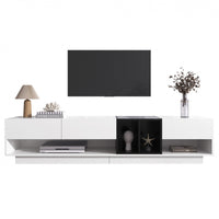 Logan High-Gloss Finish TV Cabinet with Drawers and Storage Compartments,White Tv Stand 