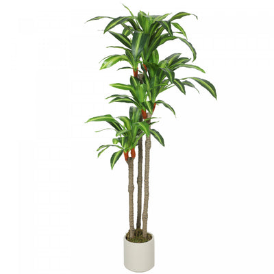 HOMCOM 5FT Artificial Dracaena Tree, Lifelike Fake Plant for Home Decor