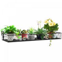 Outsunny 43'' X 12'' Hanging Flower Pot Stand Rack With Hooks, Metal Plant Pot Holder, Railing Shelf