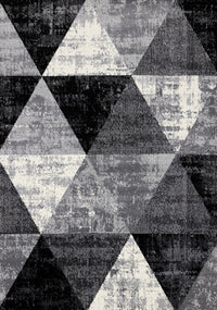 Covington Black White Grey Distressed Geometric Triangle Rug, 7'10