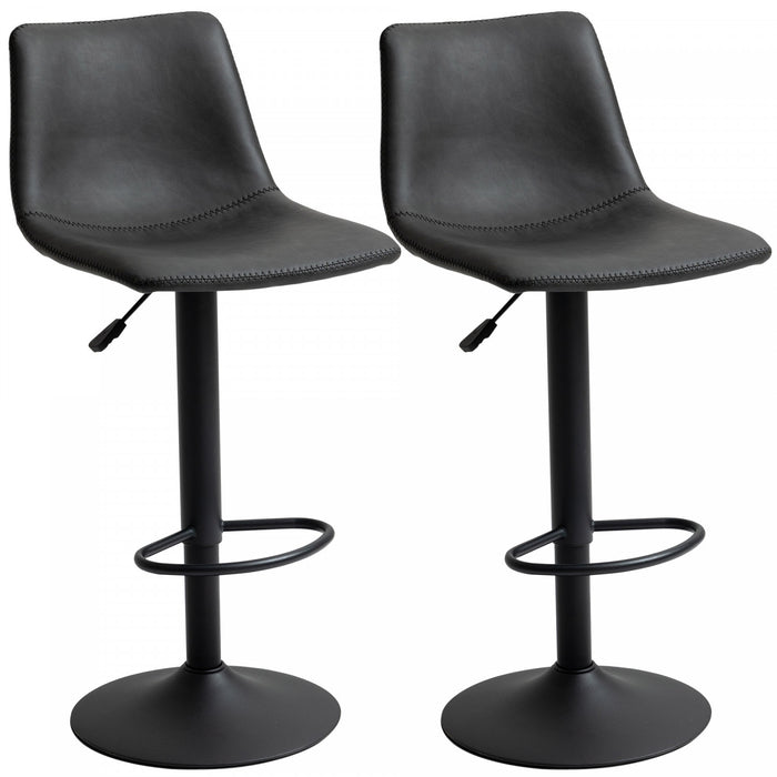 HOMCOM 2pc Adjustable Counter Height Bar Stools Kitchen Counter Stool Grey