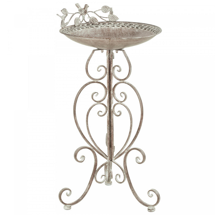 Outsunny Bird Bath with Bird Statues, Vintage Garden BirdBath, Brown