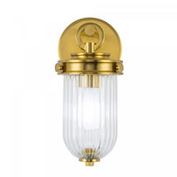 Myla 1 Light Wall Sconce, Vintage Brass With Ribbed Glass Glassware Lamp 