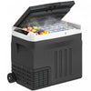 Outsunny 12 Volt Car Fridge Refrigerator, 42 QT Portable Electric Cooler Freezer, 12V/24V DC 100-240V AC, -4℉-68℉, Retractable Handle, LED Light for Camping, RV, Travel, Vehicles