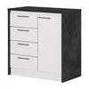 Myro Compact Kitchen Island With Storage - Faux Black Stone And White 