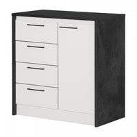 Myro Compact Kitchen Island With Storage - Faux Black Stone And White 