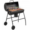 Outsunny Barrel Charcoal BBQ Smoker with 420 sq.in. Cooking Area, Outdoor Barbecue with Wheels, Ash Catcher and Built-in Thermometer for Patio Picnic, Backyard Party, Black