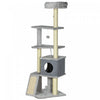 Pawhut 57.5\" Cat Tree With Scratching Posts, Cat Tower With Cat Condo, Bed, Perches, Toys, Ramp, Cat Tree For Large Cats Adult Indoor, Grey