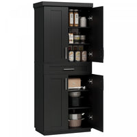 HOMCOM Modern Kitchen Pantry with Shelves, Black