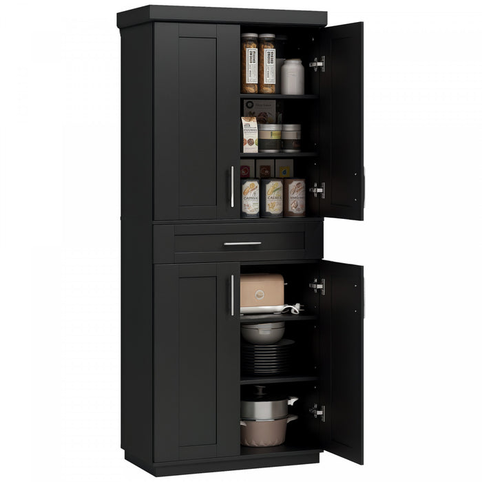 HOMCOM Modern Kitchen Pantry with Shelves, Black