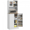 HOMCOM 66.5\" Kitchen Pantry Freestanding Storage Cabinet with Hutch White