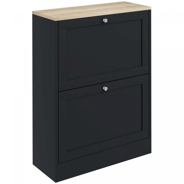 HOMCOM Slim Shoe Cabinet with 2 Flip Drawers Adjustable Shelves Black