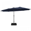 Costway 15FT Double-Sided Twin Patio Umbrella Sun Shade Outdoor Crank Market Base Navy