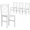 HOMCOM Farmhouse Wood Dining Chairs Set of 4 with Cross Back, White