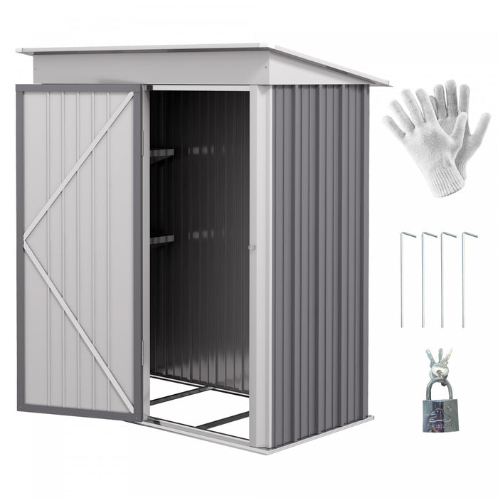 Outsunny 5x3 Ft Small Outdoor Storage Shed With Adjustable Shelf Grey