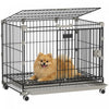 PawHut Dog Crate, 24 Inch Metal Dog Cage with Removable Tray, Lockable Wheels, 2 Doors for Small Breeds, Black