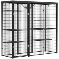 Pawhut Catio Outdoor Cat Enclosure, Weld Wire Outdoor Cat House With Waterproof Cover, 4 Jumping Platforms, Hammock, Cat Cage Indoor For 1-3 Kittens, 69