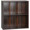HOMCOM 2 Tier Wood Bookcase Small Storage Bookshelf Home Office Furniture Walnut