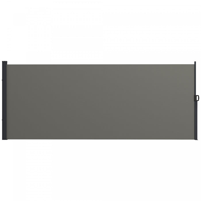Outsunny 13' X 5' Retractable Side Awning, Garden Privacy Screen Divider, Full Cassette Windbreaker For Hot Tub, Balcony, Terrace, Pool, Dark Grey