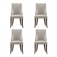 Connie Modern Vegan Leather and Velvet Wood Dining Chair in Light Gray - Set of 4