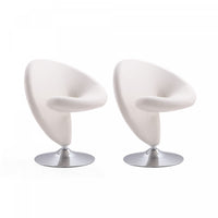 Curl Modern Wool Blend Swivel Lounge Chair in Cream - Set of 2 