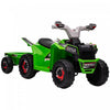 Aosom 6v Kids Atv Quad, Battery Powered Ride-On Electric Vehicle For Kids With Back Trailer, Wear-resistant Wheels, For Boys And Girls - Green