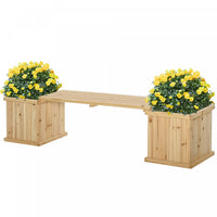 Outsunny Raised Garden Bed Plant Stand Wooden Garden Planter & Bench Combination Garden Raised Bed F
