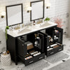 Madeline 60 Inch Double Sink Bathroom Vanity with Ceramic Basins and Smart Storage，Black | Madeline Meuble de salle de bain 60 pouces a double vasque en ceramique avec rangement intelligent, Noir