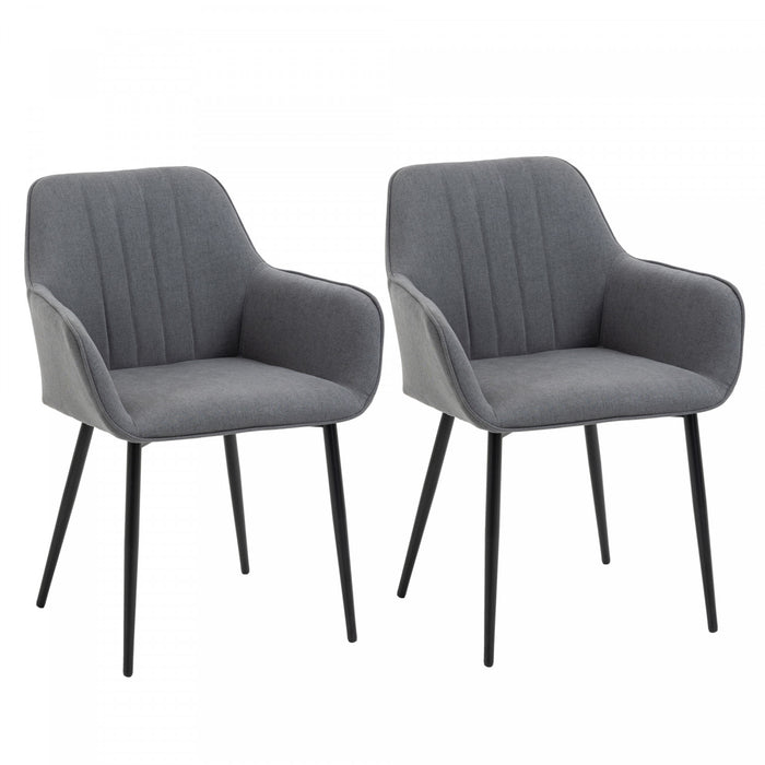 HOMCOM Dining Chairs Set of 2, Upholstered Accent Chairs with Metal Legs