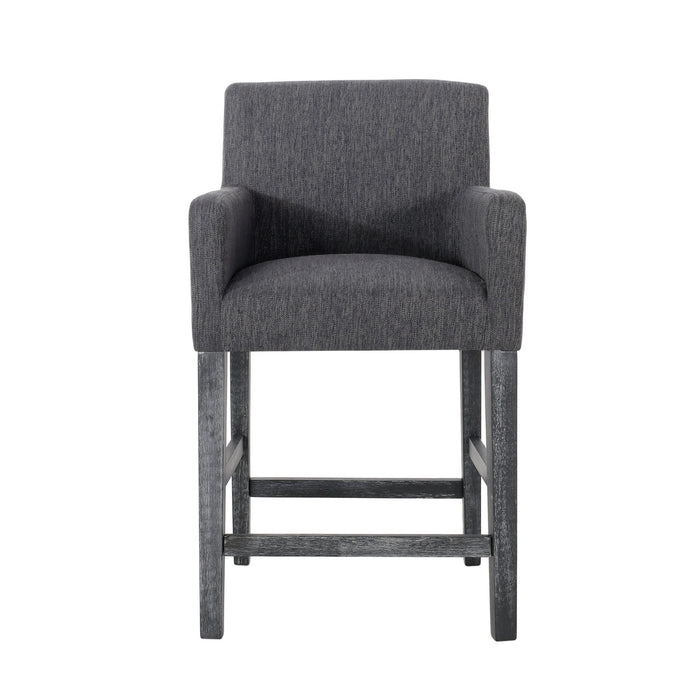 Lewis 26\" Seat Height Counter Stool With Upholstered Fabric And Solid Wood Legs, Charcoal