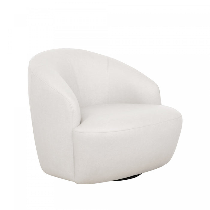 Lukas Contemporary Modern Upholstered Swivel Accent Chair in Cream