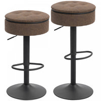 HOMCOM Bar Stools Set of 2, Swivel Barstools with Storage, Footrest, Brown