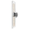 Dainolite Samantha 2 Light Vanity Light Tall Polished Chrome Clear Fluted Glass Lamp