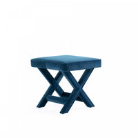 Abigail Mid-Century Modern Upholstered Velvet Accent Bench in Blue