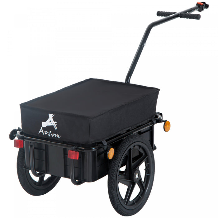 Aosom Multi-functional Bicycle Cargo Trailer Steel Large Bike Luggage Cart Carrier Black